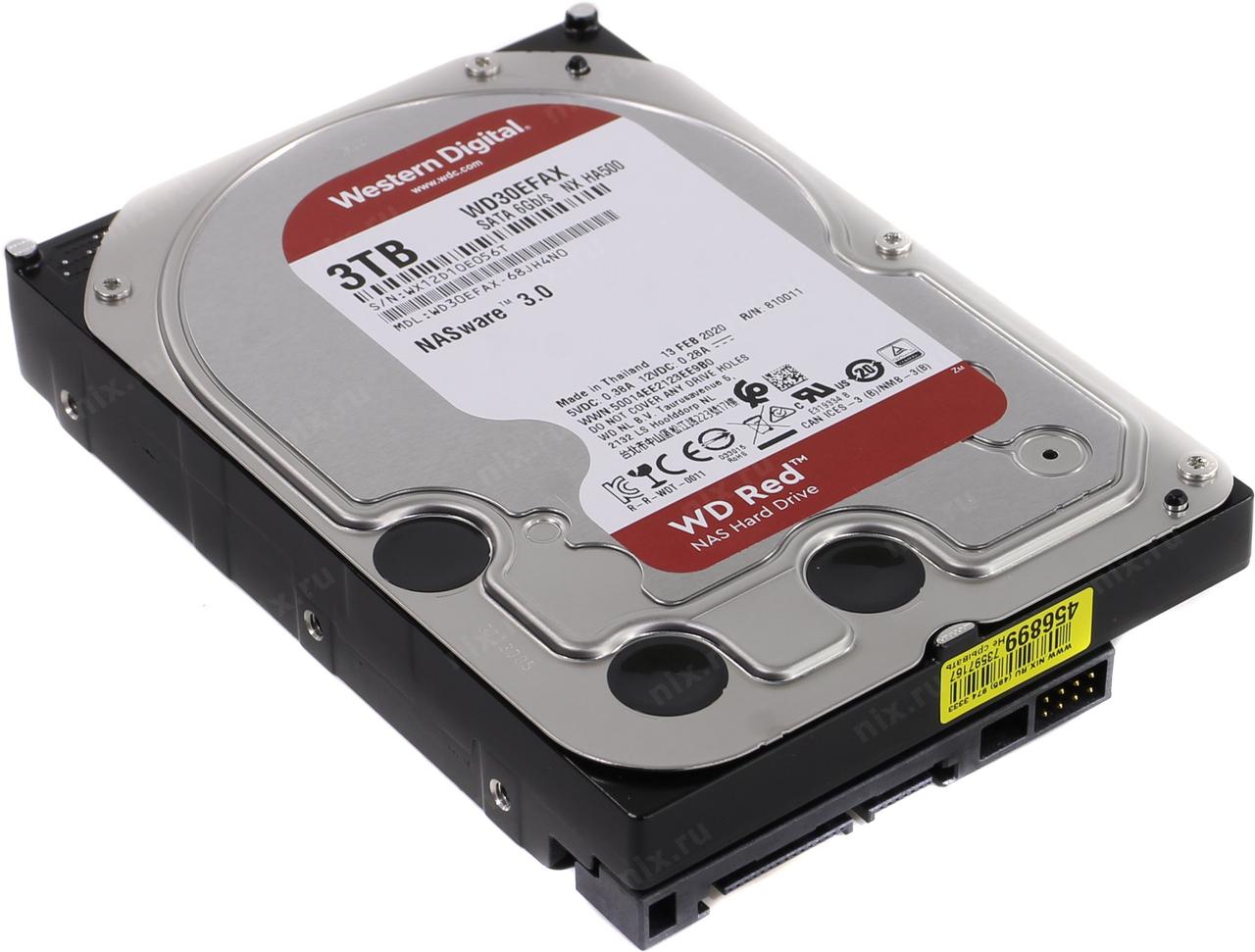 HDD 3 Tb SATA 6Gb/s Western Digital Red WD30EFAX 3.5" 5400rpm 256Mb