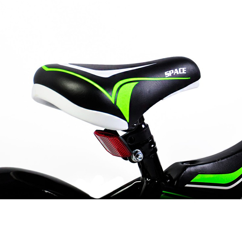 Велосипед детский двухколесный BIBI 18" SPACE , black/green с приставными колесами - фото 3 - id-p180129179