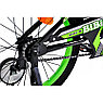 Велосипед  детский двухколесный BIBI 18" SPACE , black/green с приставными колесами, фото 5