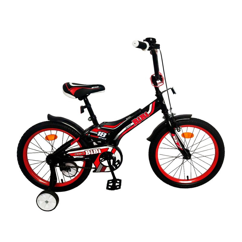 Велосипед детский двухколесный BIBI 18" SPACE , black/green с приставными колесами красный - фото 3 - id-p180129791