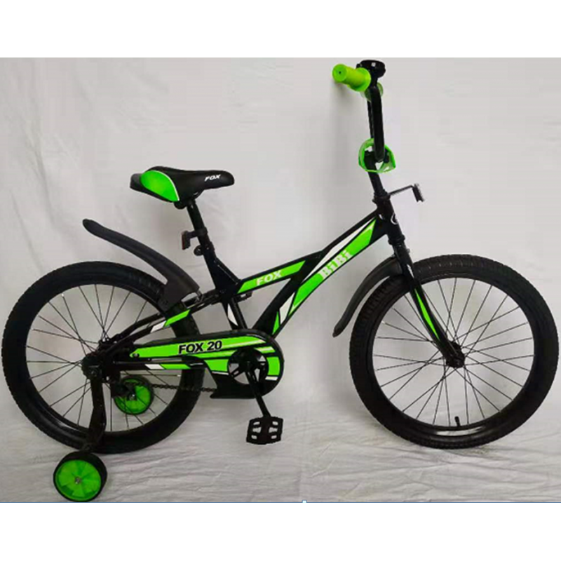 Велосипед  детский двухколесный BIBI 20" FOX  , black/green с приставными колесами