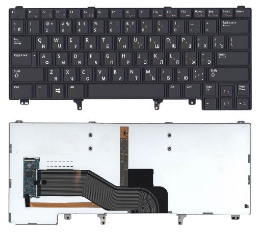 Клавиатура для ноутбука Dell Latitude E6320 черная, без указателя, с подсветкой