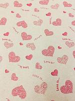 Упаковочная бумага Сердечки красные Love is 1 метр ширина 70 см