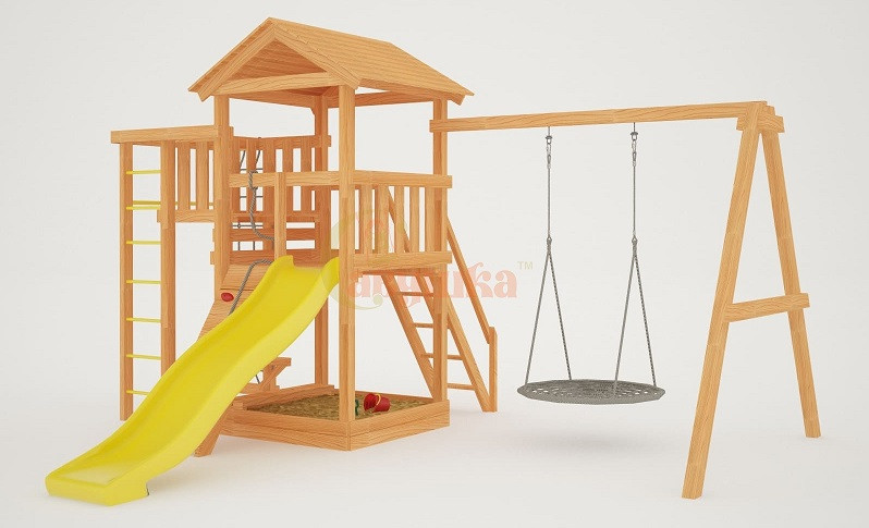 Детский спортивная площадка для дачи Савушка Мастер 3 качели гнездо - фото 2 - id-p140117100