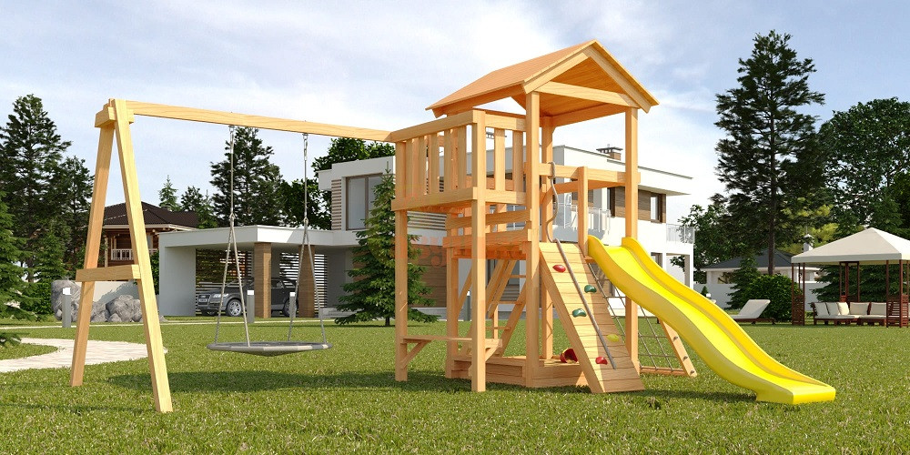 Детский спортивная площадка для дачи Савушка Мастер 2 качели гнездо - фото 5 - id-p140117099