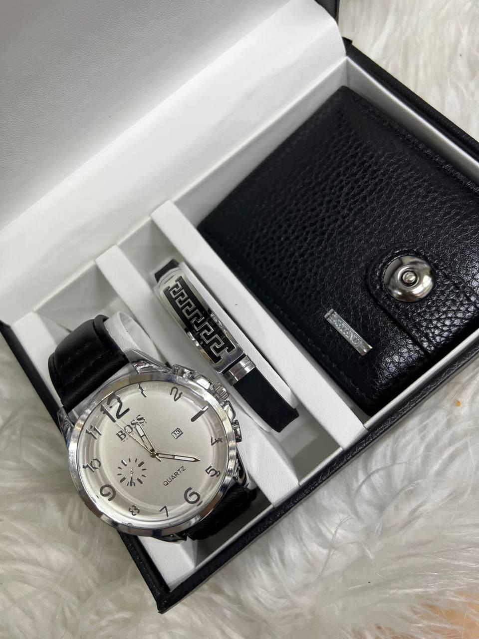 Мужской подарочный набор часы, браслет, кошелек - фото 10 - id-p146005319