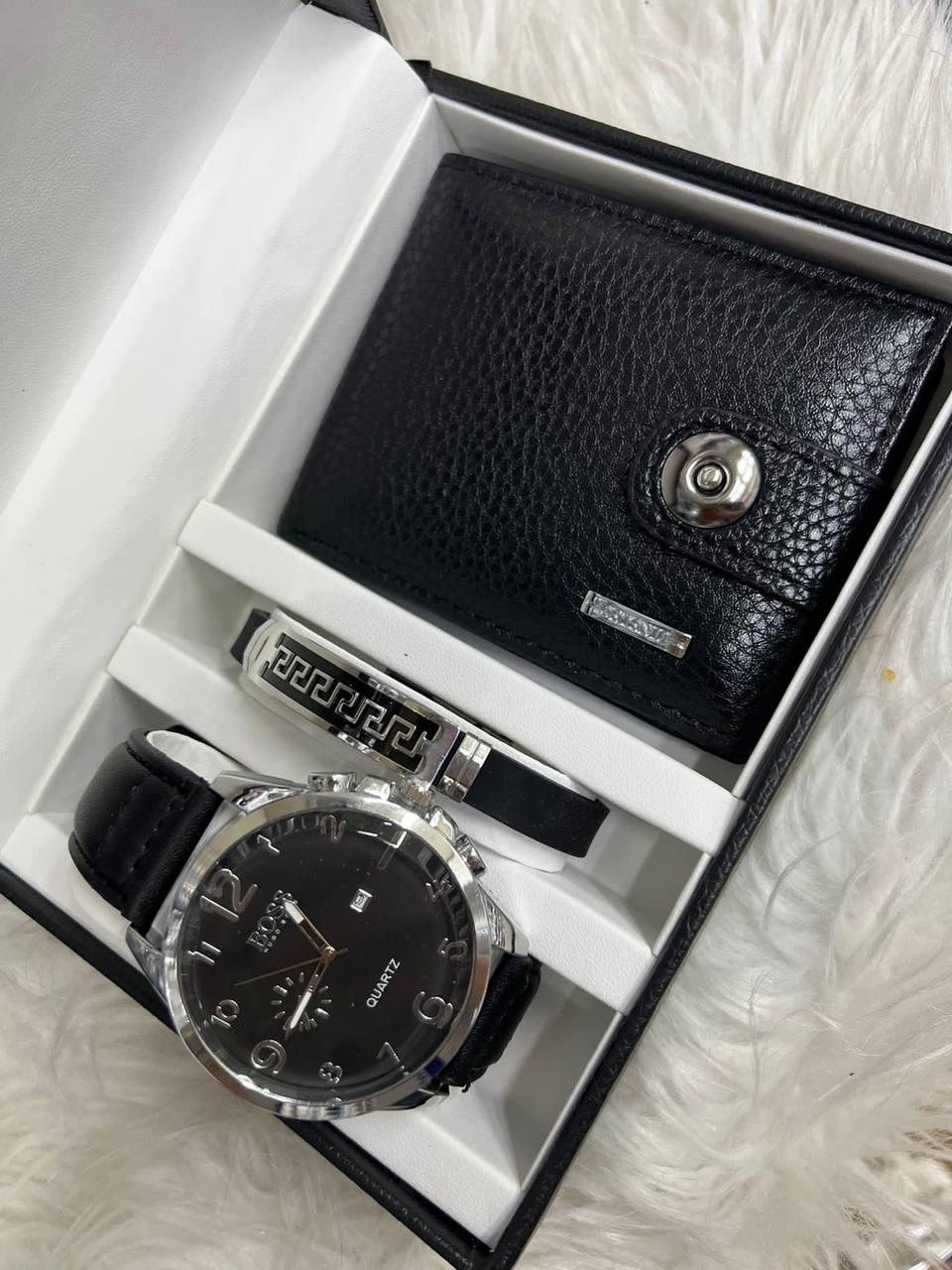 Мужской подарочный набор часы, браслет, кошелек - фото 2 - id-p146005319