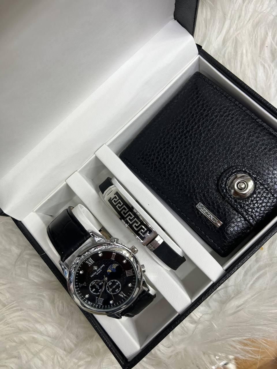 Мужской подарочный набор часы, браслет, кошелек - фото 1 - id-p146005319