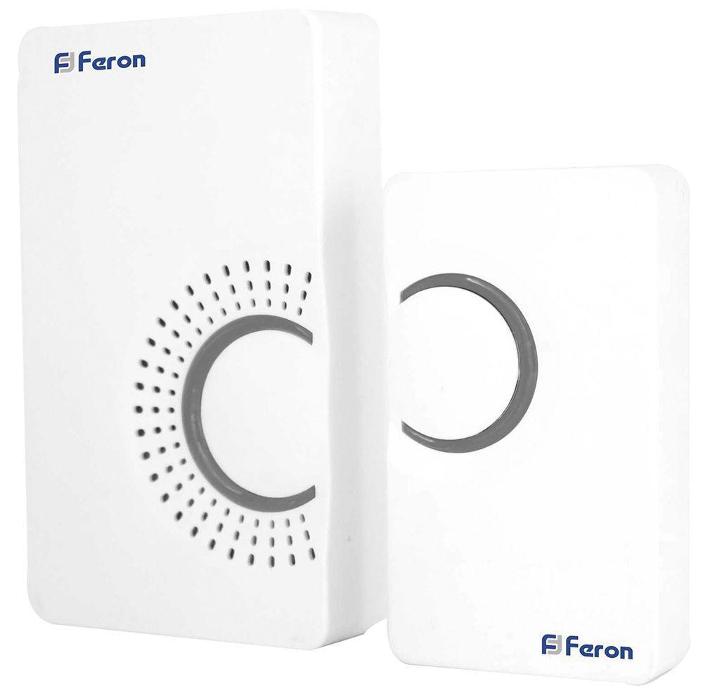 Звонок дверной беспроводной Feron E-373 36 мелодий белый серый с питанием от батареек - фото 1 - id-p180201860