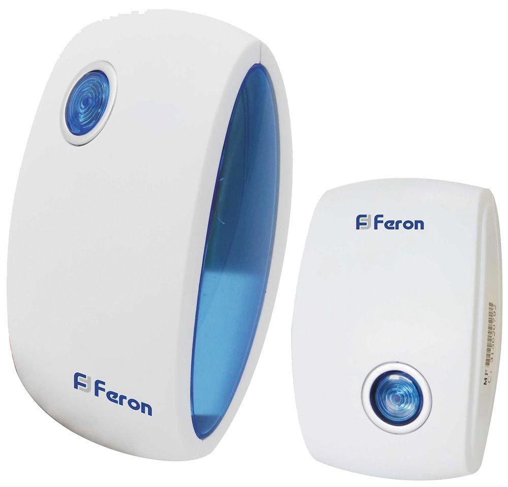 Звонок дверной беспроводной Feron E-376 36 мелодии белый синий с питанием от батареек - фото 1 - id-p180204543