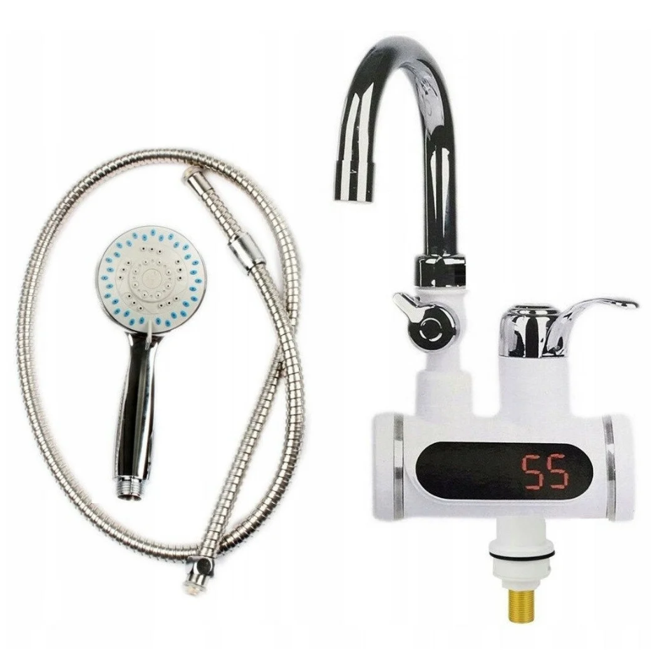 Электрический водяной душ с краном, Проточный водонагреватель-душ Instant Electric Heating Water Fau - фото 10 - id-p180207789