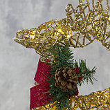 Светодиодная фигура «Олень с санями золотистый», олень: 40 × 50 × 16 см, сани: 40 × 25 × 10 см, металл, 220 В,, фото 3