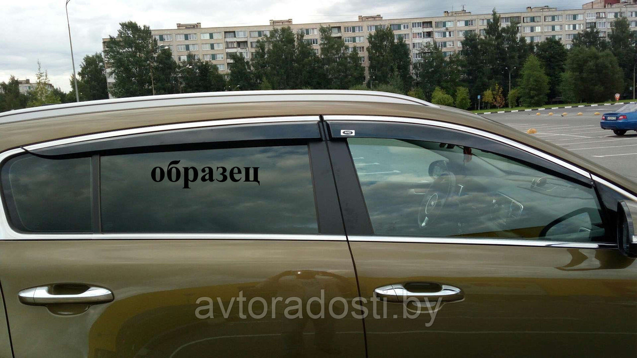 Ветровики для Opel Astra J (2009-2015) универсал / хромированный молдинг 15мм. / Опель Астра Джей - фото 2 - id-p124554341