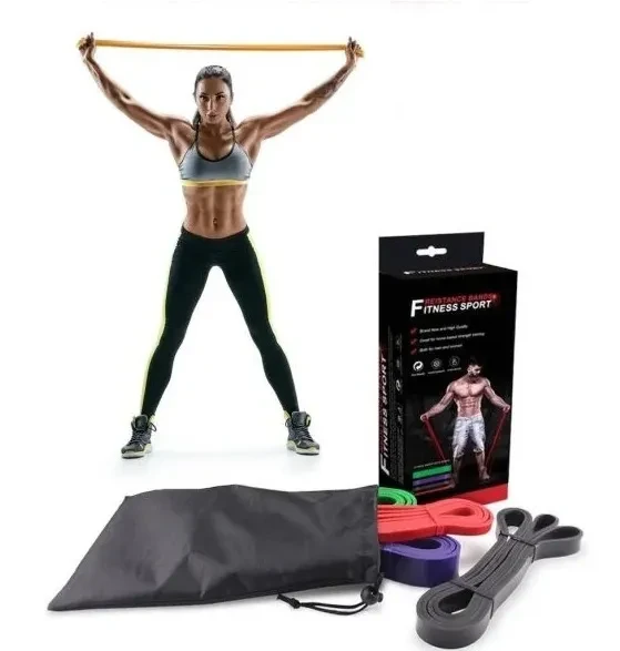 Набор эспандеров (резиновых петель) 208 см Fitness sport для фитнеса, йоги, пилатеса (4 шт с инструкцией) - фото 1 - id-p164510812