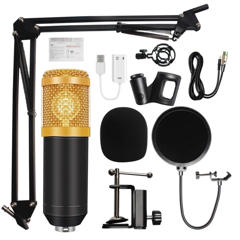 Студийный микрофон для домашней звукозаписи, караоке, стриминга и блогинга BM-800 в комплекте с микшерным пуль - фото 1 - id-p180249788