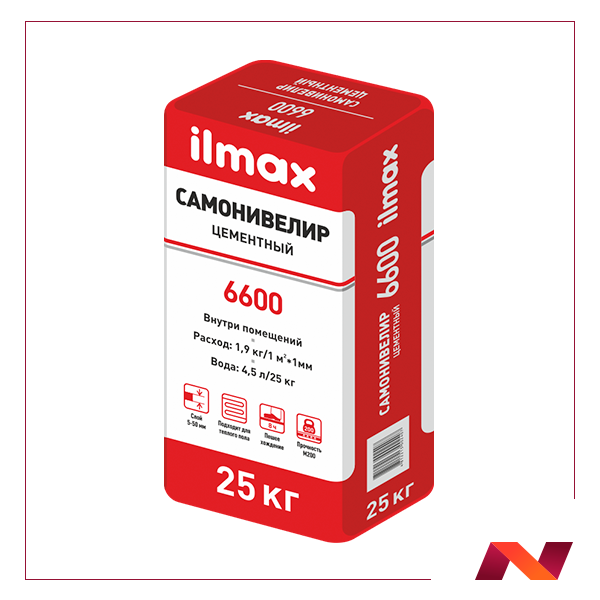 Растворная смесь сухая для самонивелирующихся стяжек "ilmax 6600", 25кг