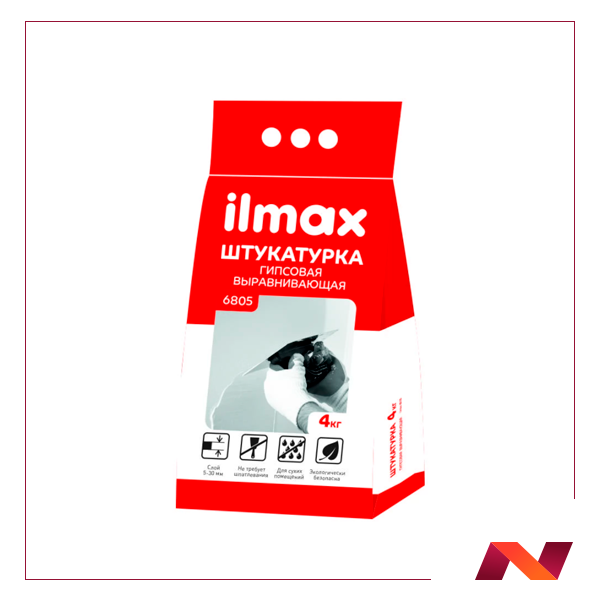 Защитно-отделочная штукатурка для внутр. отделки гипсовая "ilmax 6805" (4кг)