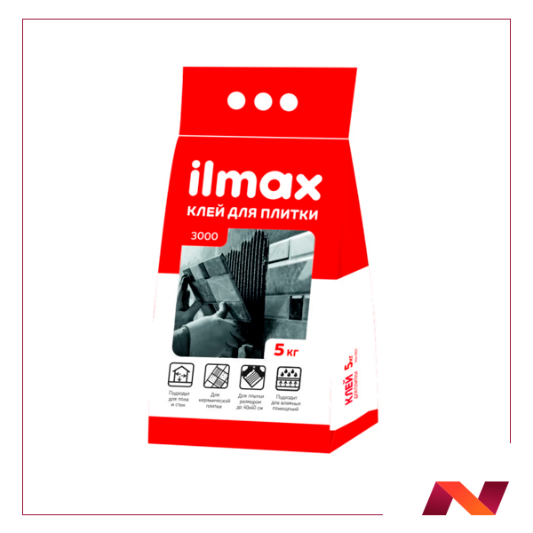 Растворная смесь сухая клеевая облицовочная "ilmax 3000" (5кг)