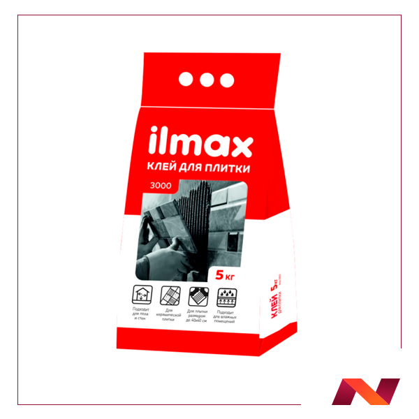 Растворная смесь сухая клеевая облицовочная "ilmax 3000" (5кг) - фото 1 - id-p180252154