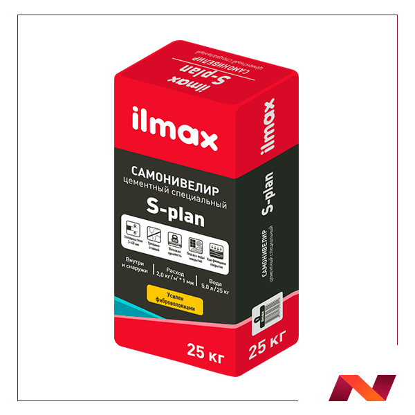 Растворная смесь сухая для самонивелирующихся стяжек цементная "ilmax S-plan" (25 кг)