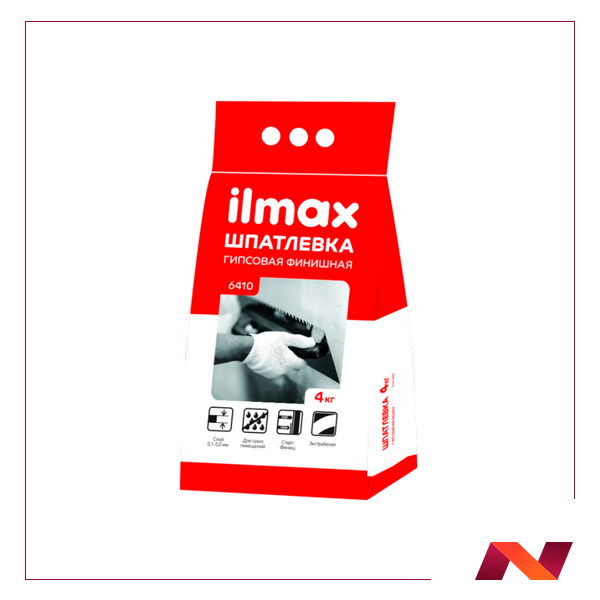 Шпатлевка для внутренней отделки белая полимерминеральная гипсовая "ilmax 6410"(4кг)