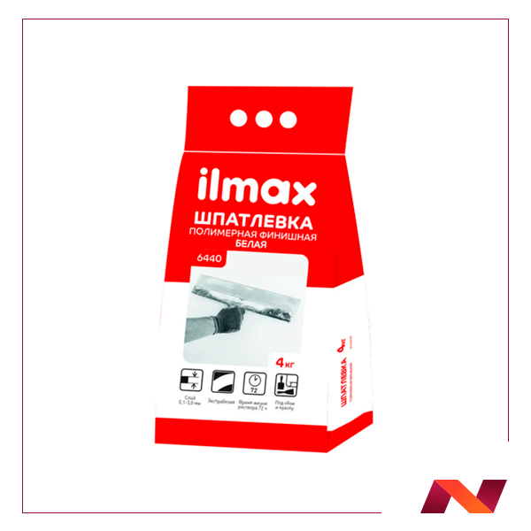 Шпатлевка для внутренней отделки белая полимерминеральная "ilmax 6440" (4 кг) - фото 1 - id-p180252180