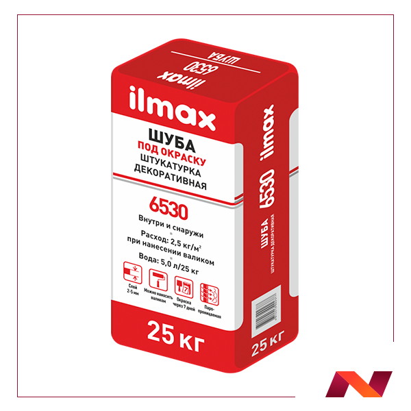 Защитно-отделочная штукатурка под окраску полимерминер-ая "ilmax 6530" экстрабелая(1,5мм) фактура "шуба"(25кг) - фото 1 - id-p180252184