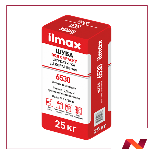 Защитно-отделочная штукатурка под окраску полимерминеральная "ilmax 6530" фактура "шуба" (25кг)