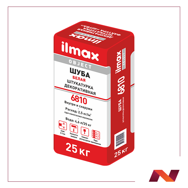 Защитно-отделочная штукатурка белая полимерминеральная "ilmax 6810 object" фактура "шуба" (25кг) - фото 1 - id-p180252200