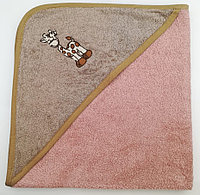 Полотенце-уголок Valtery махровый с вышивкой Жираф (бежевый) (70x70)