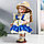 Кукла коллекционная керамика "Алиса в синем платье с цветами, в соломенной шляпке" 30 см, фото 3