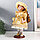 Кукла коллекционная керамика "Маша в жёлтом платье в клетку с ромашками, в шляпке" 30 см, фото 3