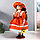 Кукла коллекционная керамика "Вера в ярко-оранжевом платье и шляпе с розами" 40 см, фото 3