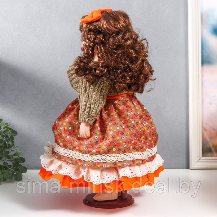 Кукла коллекционная керамика "Вера в платье с мелкими цветами и горчичном джемпере" 40 см - фото 5 - id-p180254715