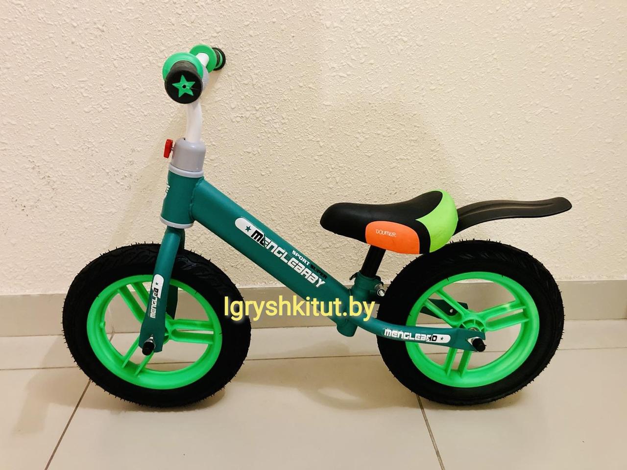 Детский беговел, колёса ПВХ с резиновым покрытием, хорошее качество, зелёный