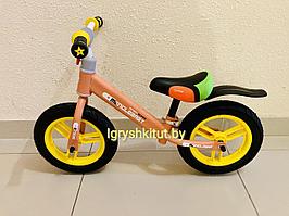 Детский беговел, колёса ПВХ с резиновым покрытием, хорошее качество, персиковый