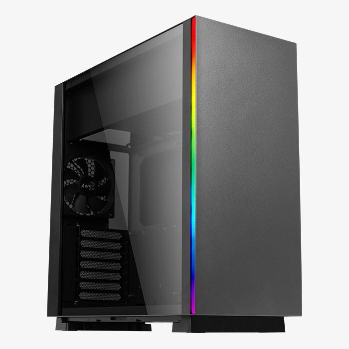 Корпус Aerocool Glo Black USB 3.0x2, VGA MAX 425mm,CPU MAX 160mm,up to 8x120mm ,окно стекло, RGB