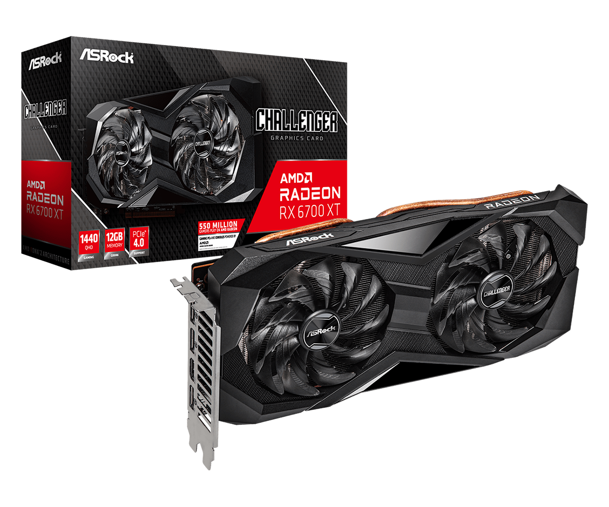 Видеокарта ASRock RX 6700XT Challenger D 12GB OC (RX6700XT CLD 12GO) 12GB GDDR6 1xHDMI, 3xDP 2x8pin RTL