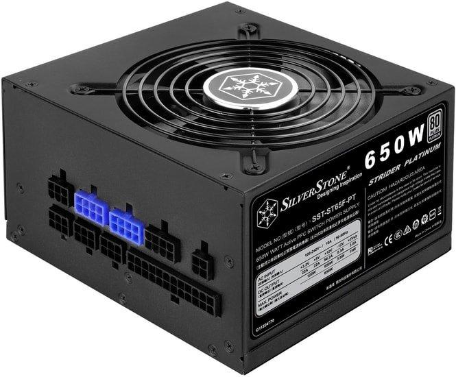 Блок питания SilverStone 650W Strider Platinum SST-ST65F-PT v1.1 ATX 2.4 (24+2x4/8+4x6/8+6x4pin) Fully