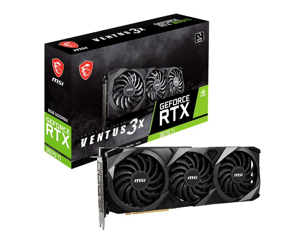 Видеокарта MSI RTX 3070Ti VENTUS 3X OC 8G (RTX 3070 Ti VENTUS 3X 8G OC) 8Gb GDDR6X 2x8pin HDMI+3xDP LHR RTL