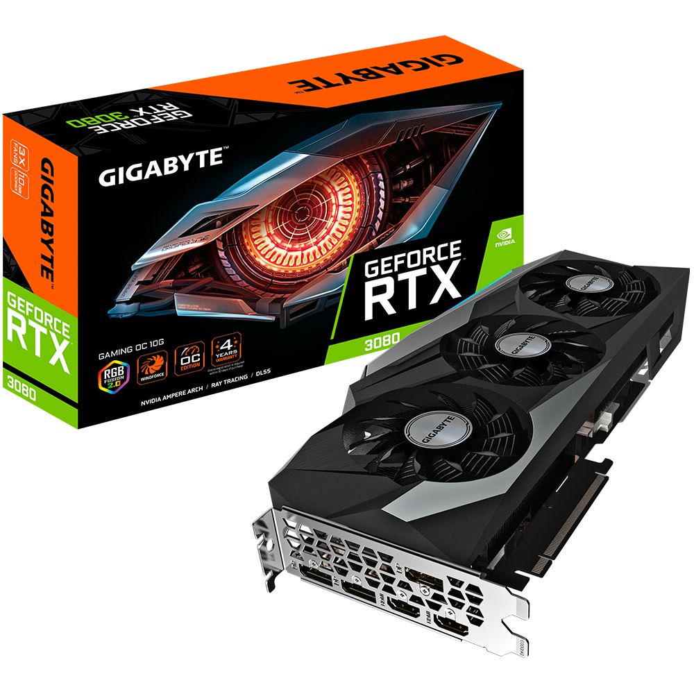 Видеокарта Gigabyte RTX 3080 GAMING OC 10G rev.2.0 (GV-N3080GAMING OC-10GD) 10Gb GDDR6X 2xHDMI+3xDP 2x8pin