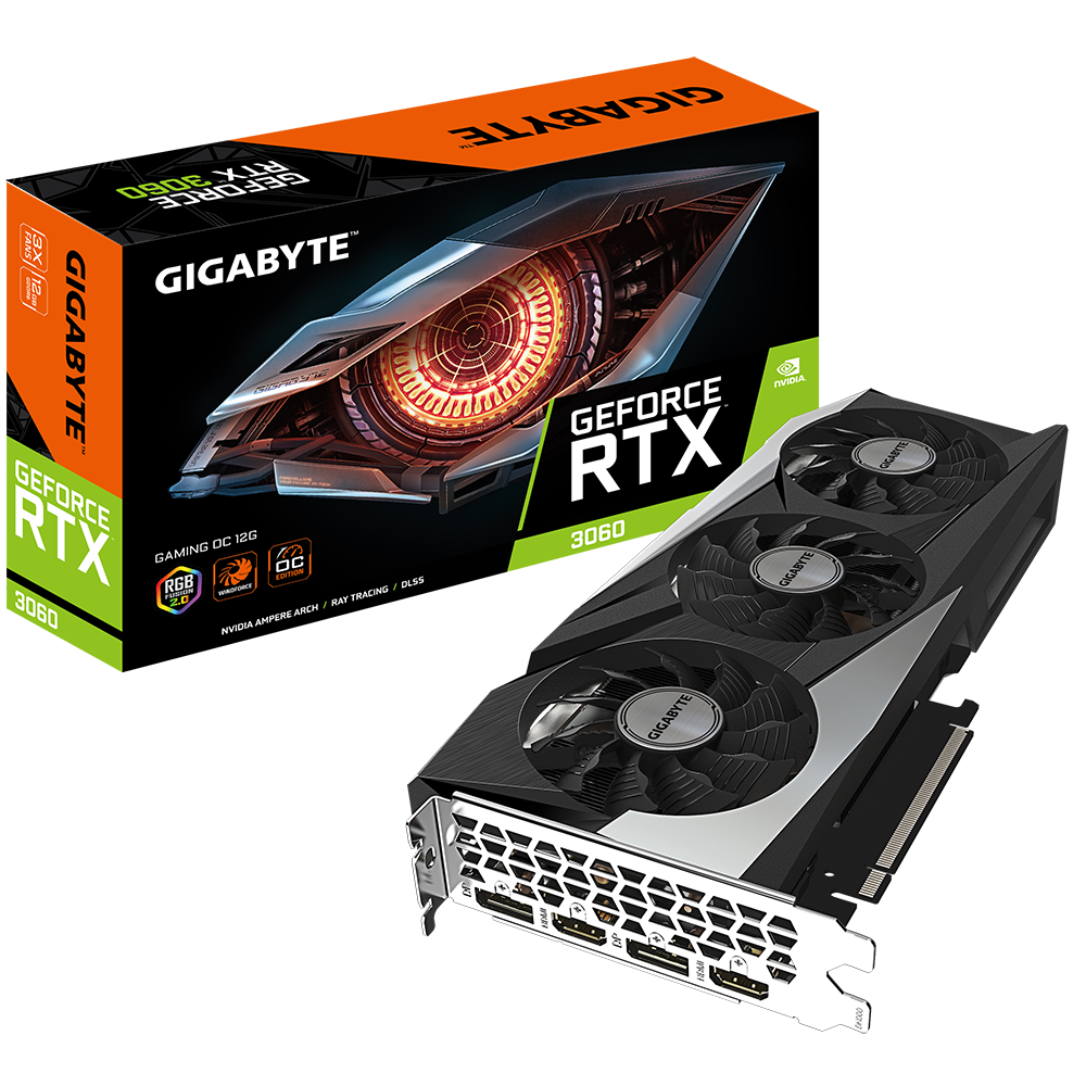 Видеокарта NVIDIA GeForce Gigabyte RTX 3060 GAMING OC 12G rev.2.0 (GV-N3060GAMING OC-12GD) 12Gb DDR6