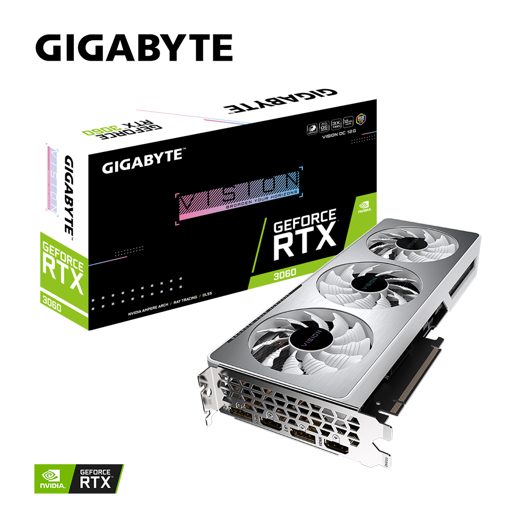 Видеокарта Gigabyte RTX 3060 VISION OC 12G rev.2.0 (GV-N3060VISION OC-12GD) 12Gb DDR6 2xHDMI+2xDP LHR RTL