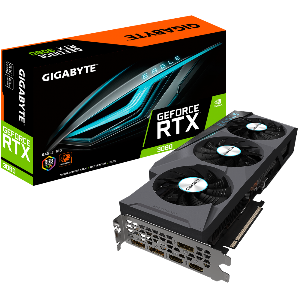 Видеокарта Gigabyte RTX 3080 Eagle 12G (GV-N3080EAGLE-12GD) 12Gb GDDR6X 2xHDMI+3xDP 2x8pin RTL