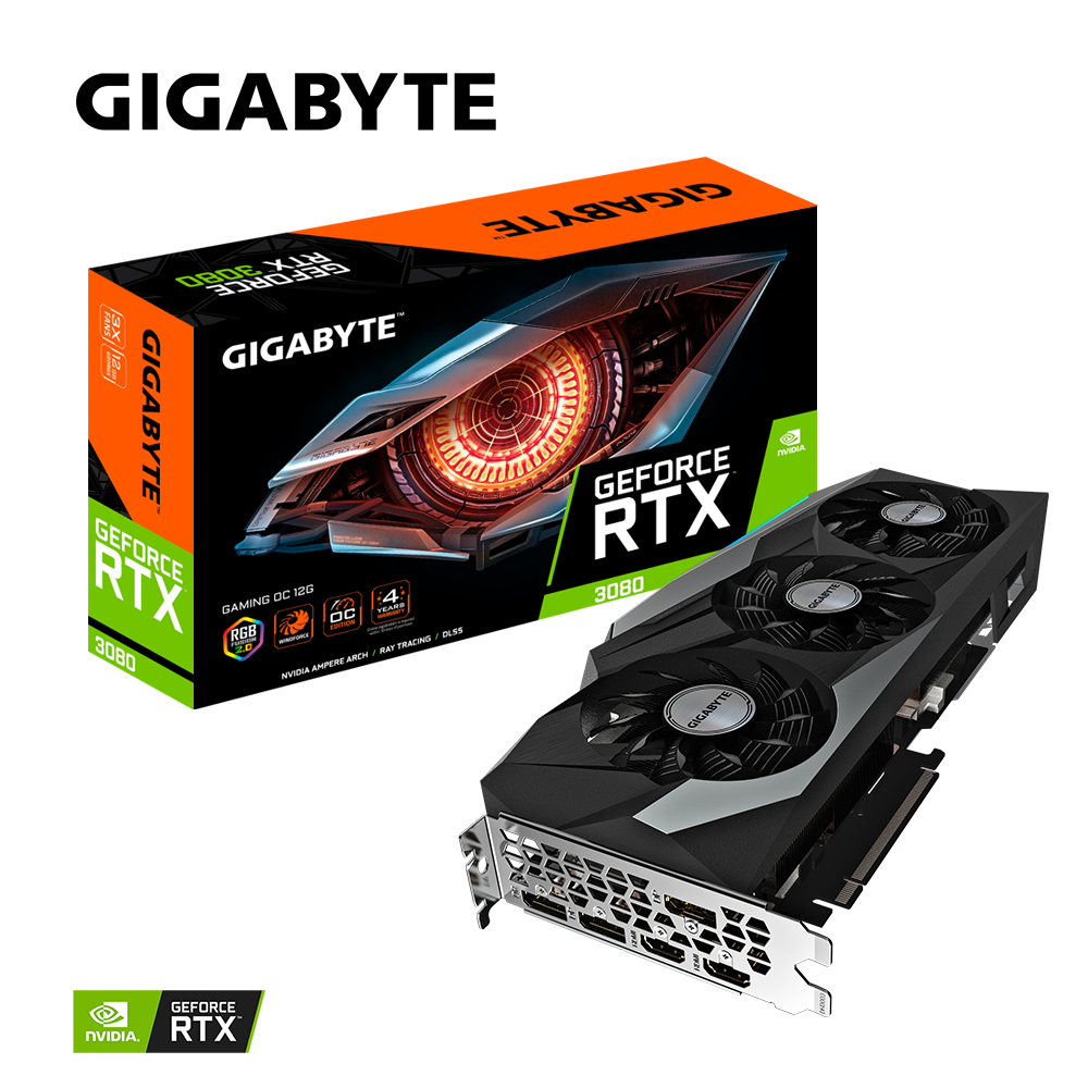 Видеокарта Gigabyte RTX 3080 GAMING OC 12G (GV-N3080GAMING OC-12GD) 12Gb GDDR6X 2xHDMI+3xDP 2x8pin RTL