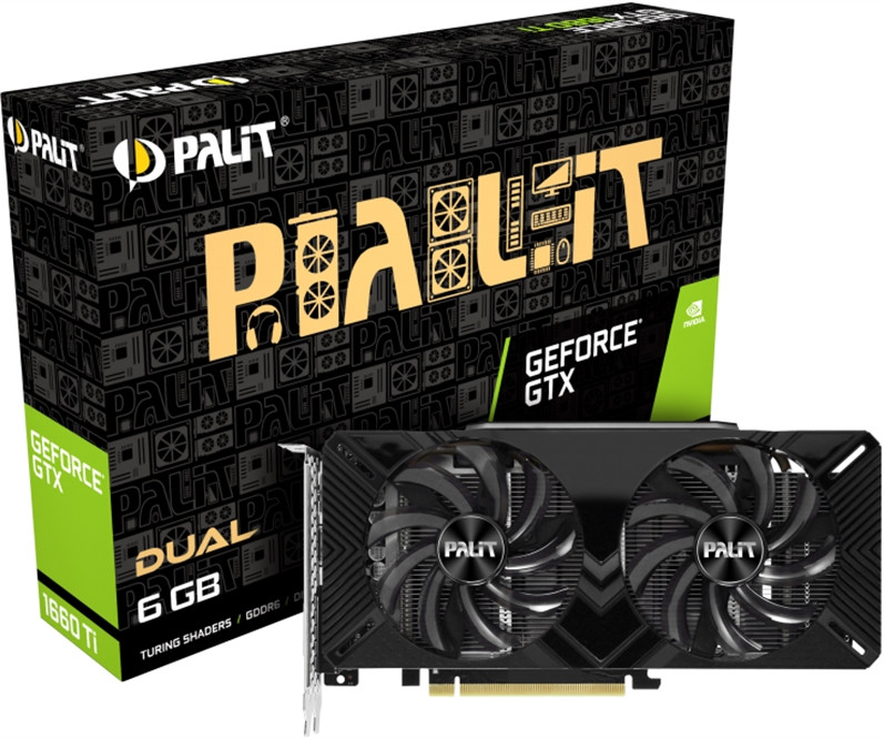 Видеокарта Palit GTX 1660TI DUAL (NE6166T018J9-1160C) 6Gb GDDR6 DVI+HDMI+DP RTL