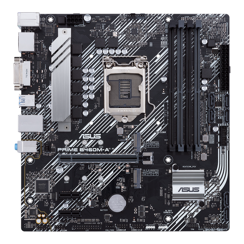 Материнская плата ASUS PRIME B460M-A Soc-1200 (B460) 1xPCI-Ex16 2xPCI-E 2xUltra M.2 4xDDR4 2933MHz DVI+DP+HDMI