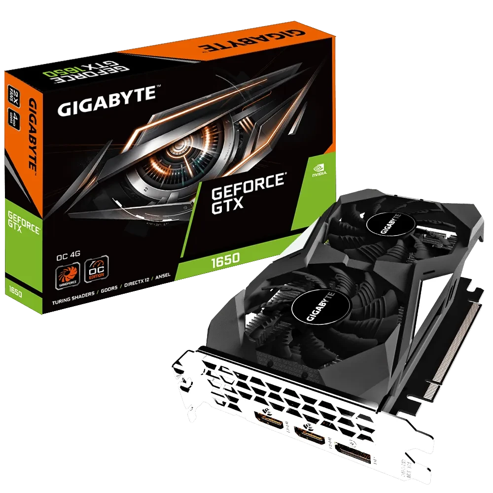 Видеокарта Gigabyte GTX 1650 (GV-N1650OC-4GD) 4Gb DDR5 2xHDMI+DP RTL