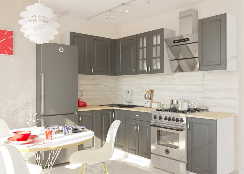 Угловая кухня Бостон 24 - 2,5×1,2 м - акация белая/акация графит (варианты цвета) фабрика Интермебель - фото 3 - id-p180267258