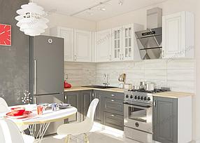 Готовая угловая кухня Бостон 28 - 2,6×1,3 м - акация белая/акация графит (варианты цвета) фабрика Интермебель